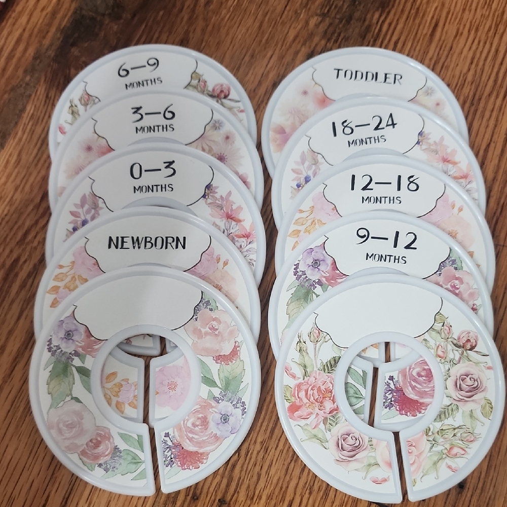 Floral Baby Closet Dividers - Watercolor Rose Design